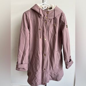 Jessica Simpson Dusty Pink Mauve Peplum Trench Coat with Hood Size do